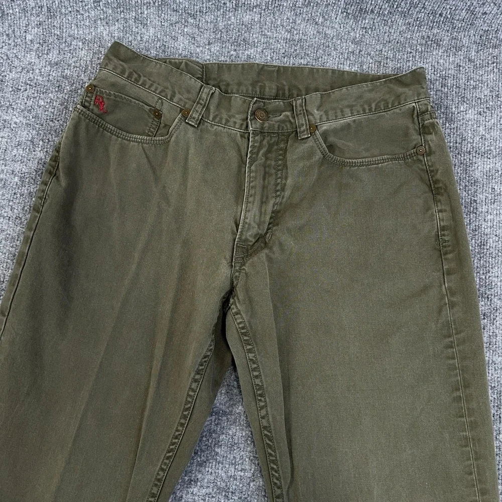 Polo Ralph Lauren Pant Men 30x30 Green 5 Pocket Twill Jean Straight Leg‎